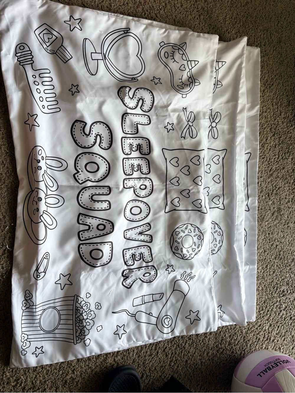 BRAND NEW 3 White "Sleepover Squad" Kids Pillowcase